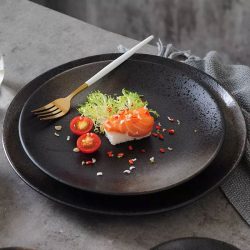 Farfurie cina / fine dining ceramica japonia neagra