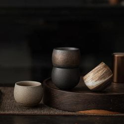 Set 4 cesti de ceai, 80ml, ceramica in stil japonez, set pentru ceremonia ceaiului