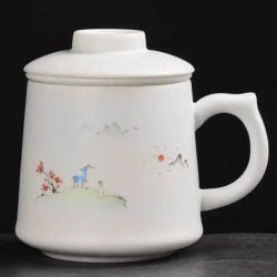 Cana ceai portelan cu filtru, design japonez shika, 400ml